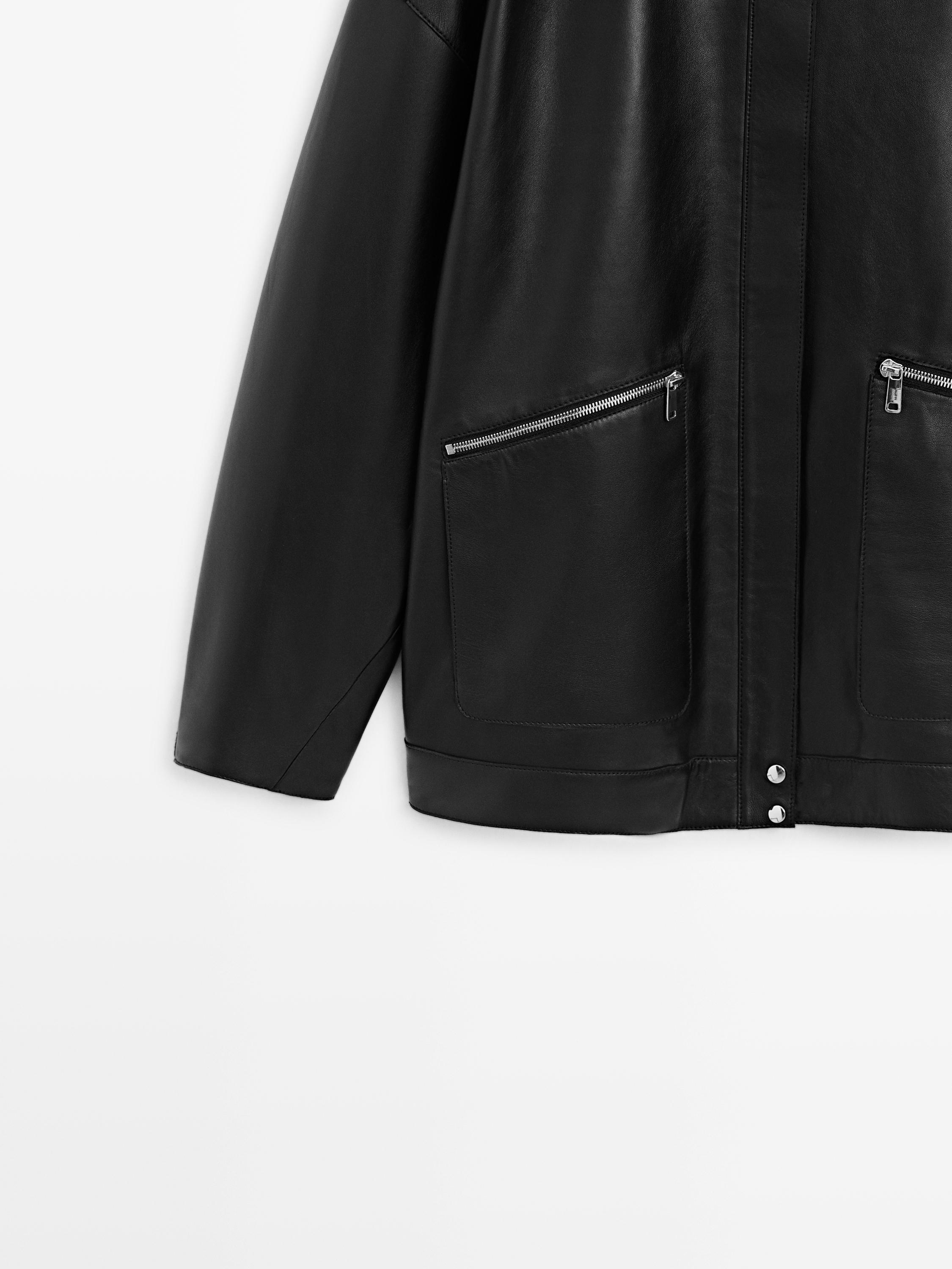 Veste avec poches en cuir nappa